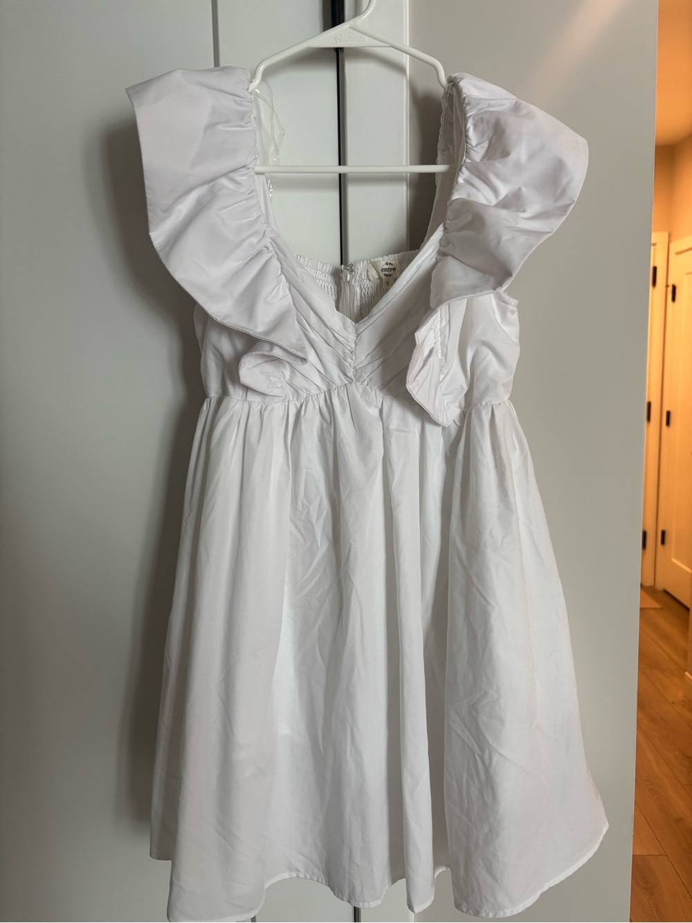 entro White Ruffle Sleeve Formal Dress for Girls